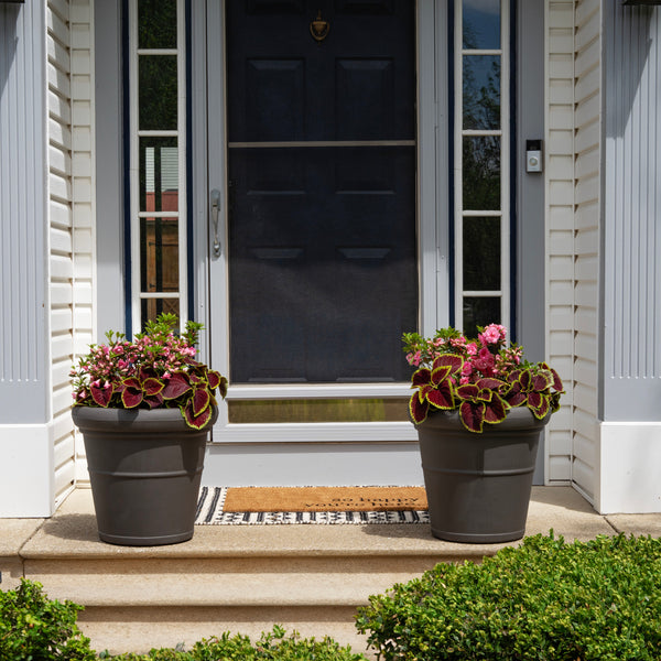Claremont Planter™ - Dark Cedar 2 Pack at entryway