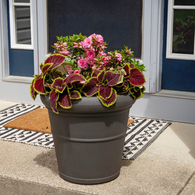 Claremont Planter™ - Dark Cedar with plants