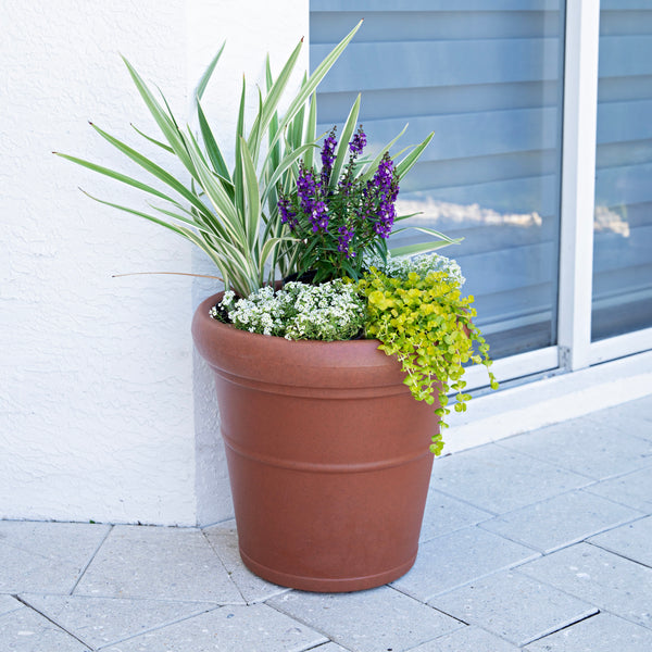 Claremont Planter™ - Terracotta with plants