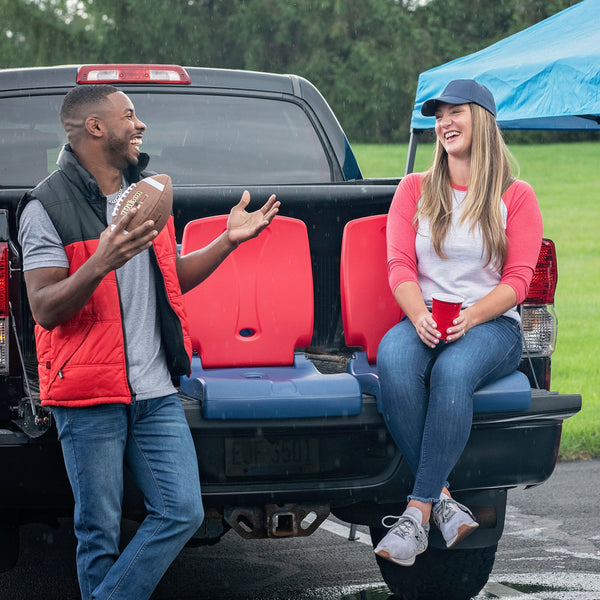 Flip Seat™ being used on truck tailgate
