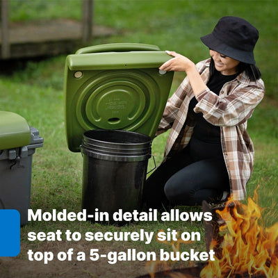 Flip Seat-Olive Green on a bucket.