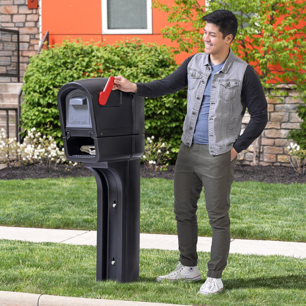 Mailmaster Plus Mailbox™ - Black with man putting up flag