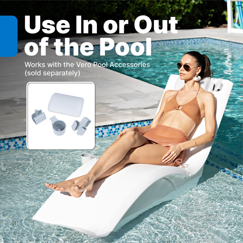 Vero Pool Lounger Tall with pool accessories