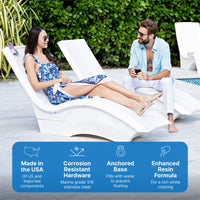Vero Pool Lounger Tall with anchored base and corrosion resistant hardware
