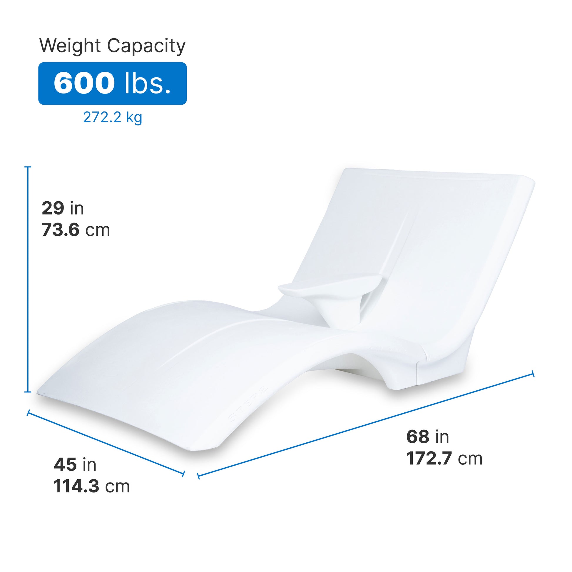 Vero Oversized Pool Lounger dimensions diagram