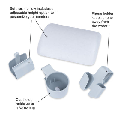 Vero Pool Accessories™ - Gray resin pillow phone holder and cup holder