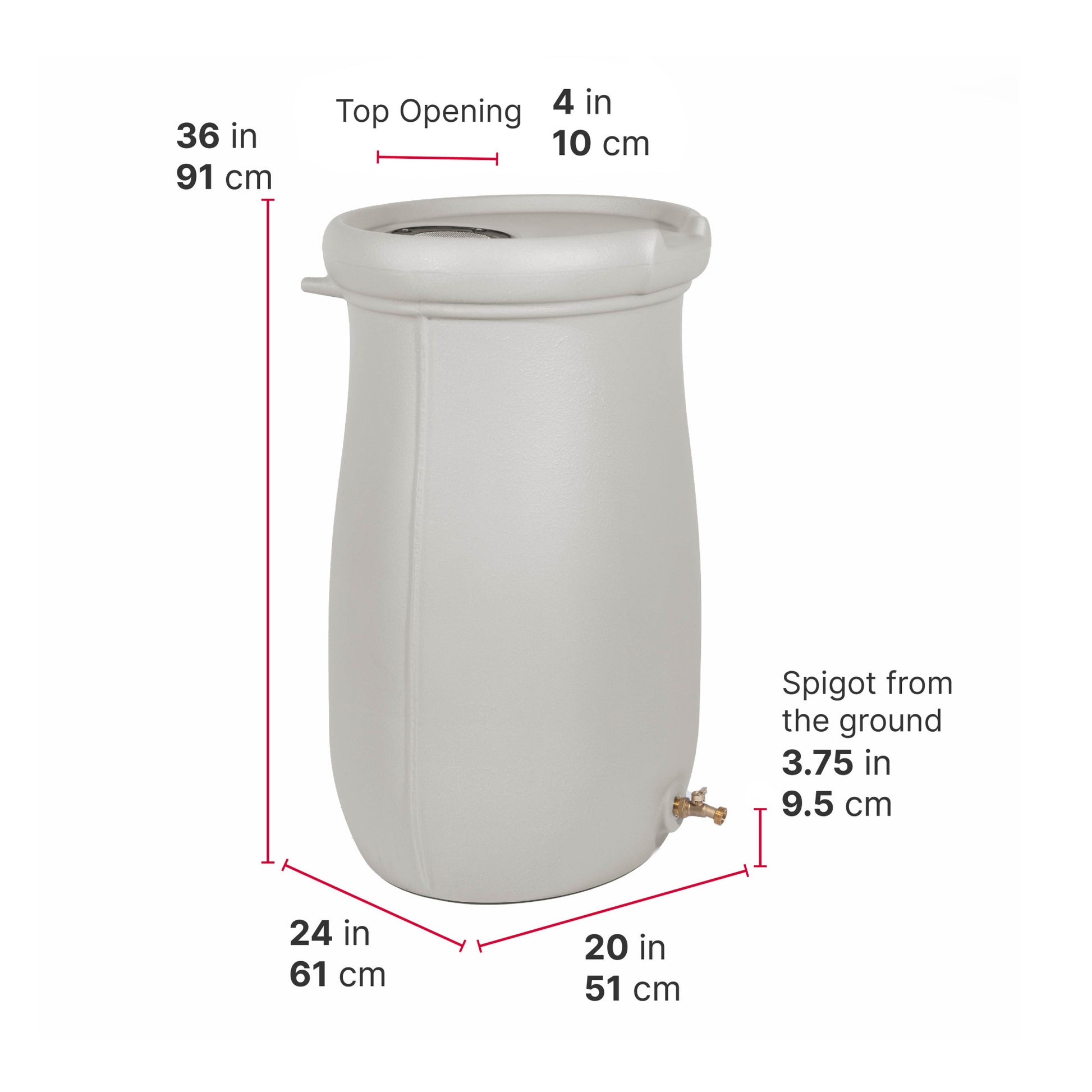 Fernway Rain Barrel™ dimensions