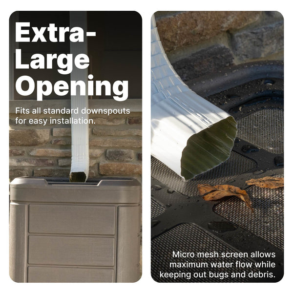 Lakewood Rain Barrel and Stand™ extra large opening and micro mesh screen