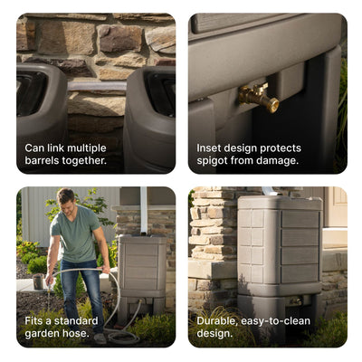 Lakewood Rain Barrel and Stand™ information graphic