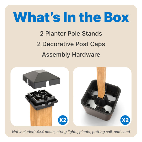 Firefly String Light Pole Stand with Planter™ (2pk)