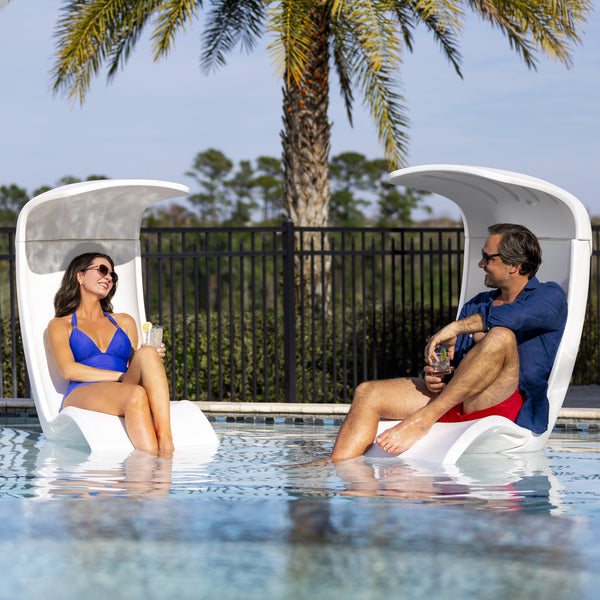 Mondello Chair with Shade™ with couple using in pool up to 15 in. (38.1 cm) deep
