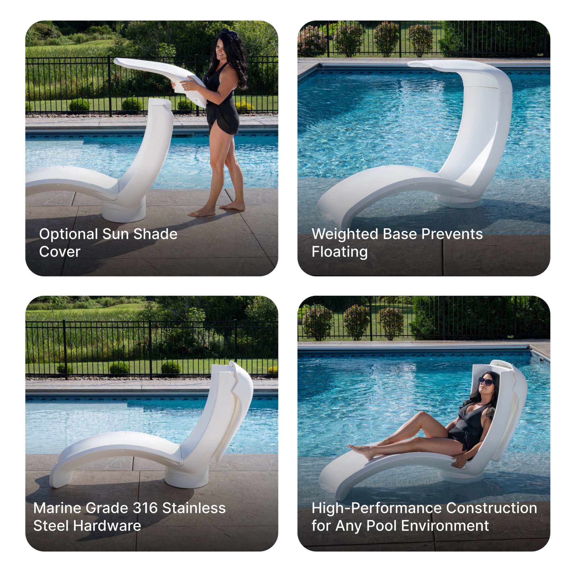 Mondello Lounger with Shade with weighted base and optional sun shade cover