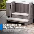 Hot Tub Storage Steps With Handrail™ - Dark Cedar use in chlorine or saltwater environment