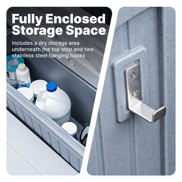 Hot Tub Storage Steps With Handrail storage area underneath top step