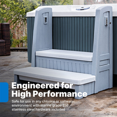 Hot Tub Storage Steps With Handrail for use in chlorine or saltwater environment