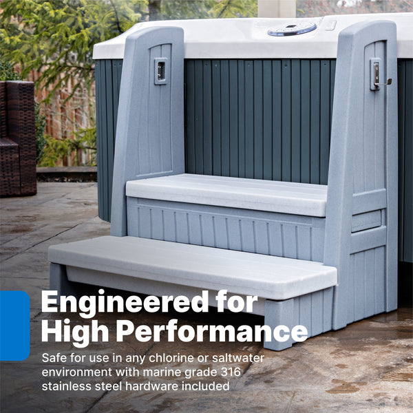 Hot Tub Storage Steps With Handrail for use in chlorine or saltwater environment
