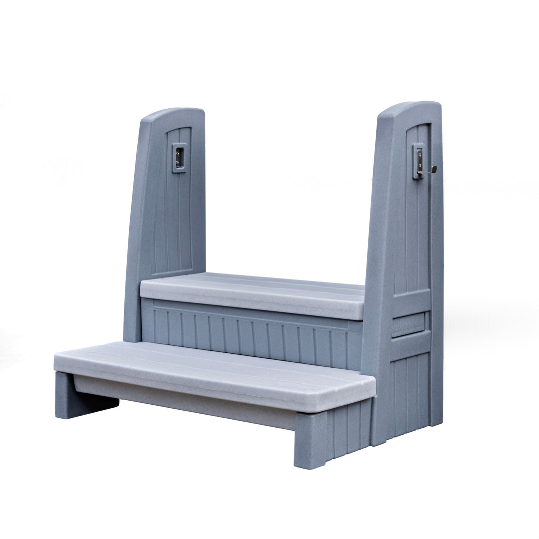 Hot Tub Storage Steps With Handrail™ Gray