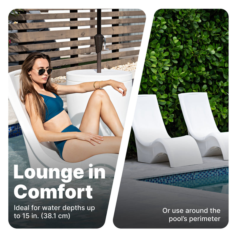Vero Chair Tall ideal in water depths up to 15 inches or around the pool's perimeter