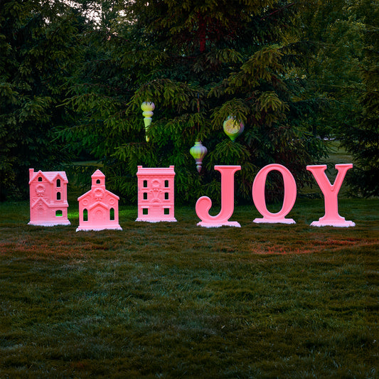 Paintable Large Outdoor 3-Piece Christmas JOY Letters Decoration - Red