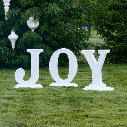Large Outdoor 3-Piece Christmas JOY Letters Decoration - White