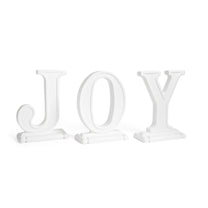Step2 Paintable Large Outdoor 3-Piece Christmas JOY Letters in unpainted white displayed together on individual bases against a white background