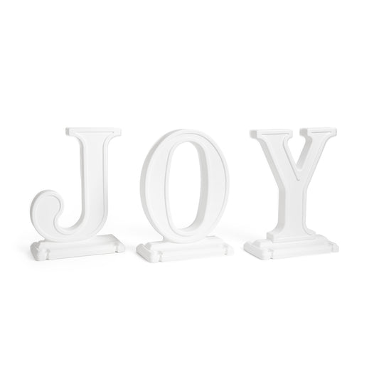 Paintable Large Outdoor 3-Piece Christmas JOY Letters Decoration - White