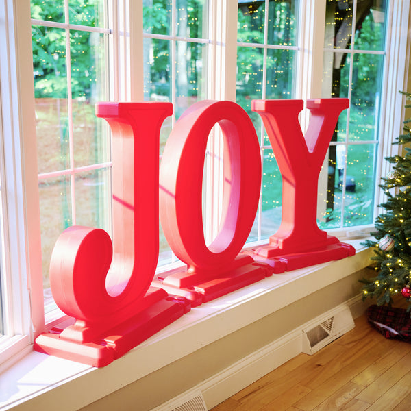 Large Outdoor 3-Piece Christmas JOY Letters Decoration - White