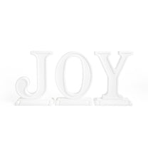 Paintable Large Outdoor Christmas JOY Letters 3-piece set shown together from the front, unpainted white