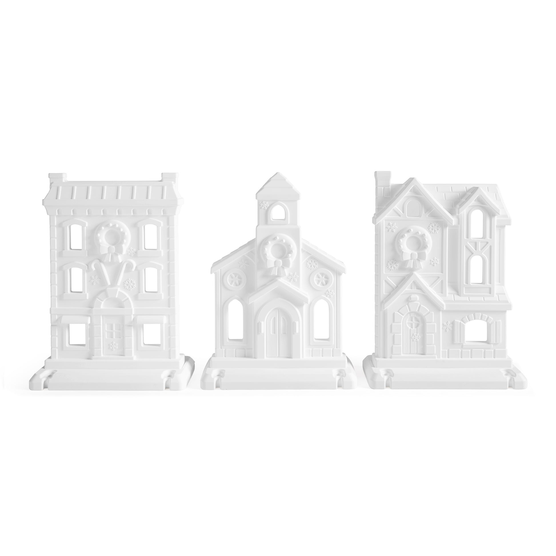 Paintable Large 3-Piece Outdoor Christmas Village