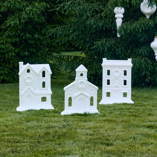 Paintable Large 3-Piece Outdoor Christmas Village