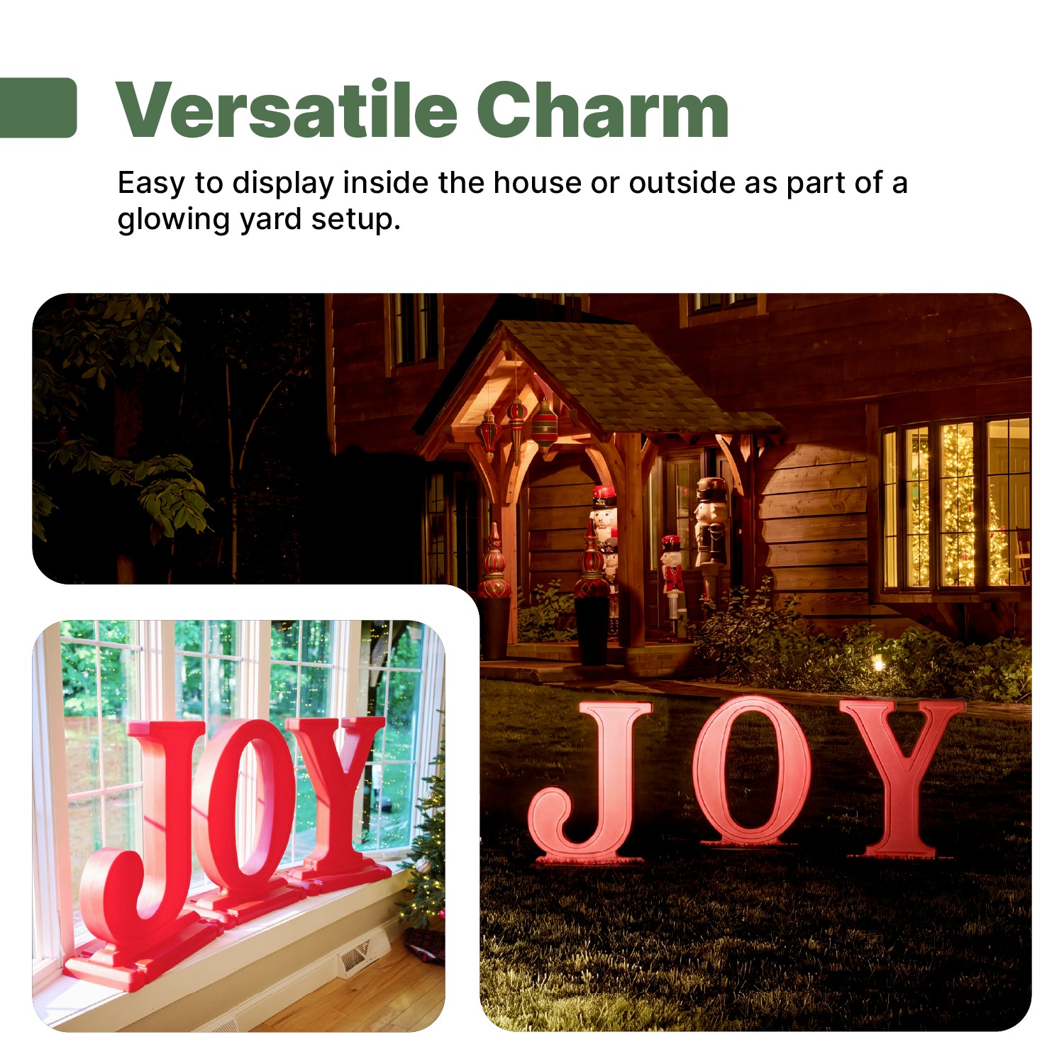 Paintable Large Outdoor 3-Piece Christmas JOY Letters Decoration - Red