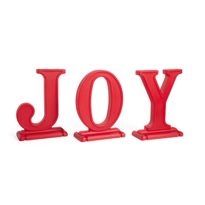 Paintable Large Outdoor 3-Piece Christmas JOY Letters Decoration - Red