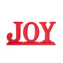 Red JOY Letters 3-piece outdoor decoration in a low front-facing view highlighting the decorative bases and connector detail