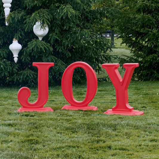 Paintable Large Outdoor 3-Piece Christmas JOY Letters Decoration - Red