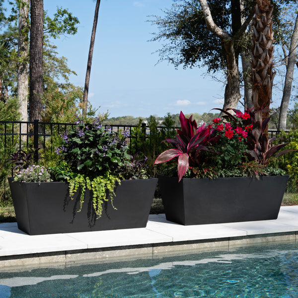 Tremont Trough Planter™ 2 Pack along edge of pool