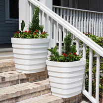 Wave Planter™ 20X24 White 2 Pack on front steps
