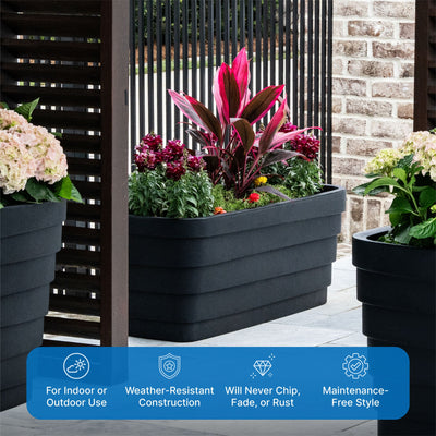 Wave Trough Planter™ 2 Pack - Black for indoor or outdoor use