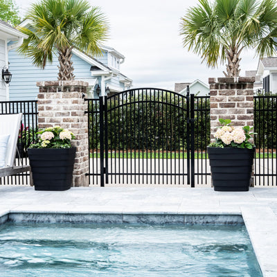 Wave Planter™ 20X24 2 Pack - Black shown poolside