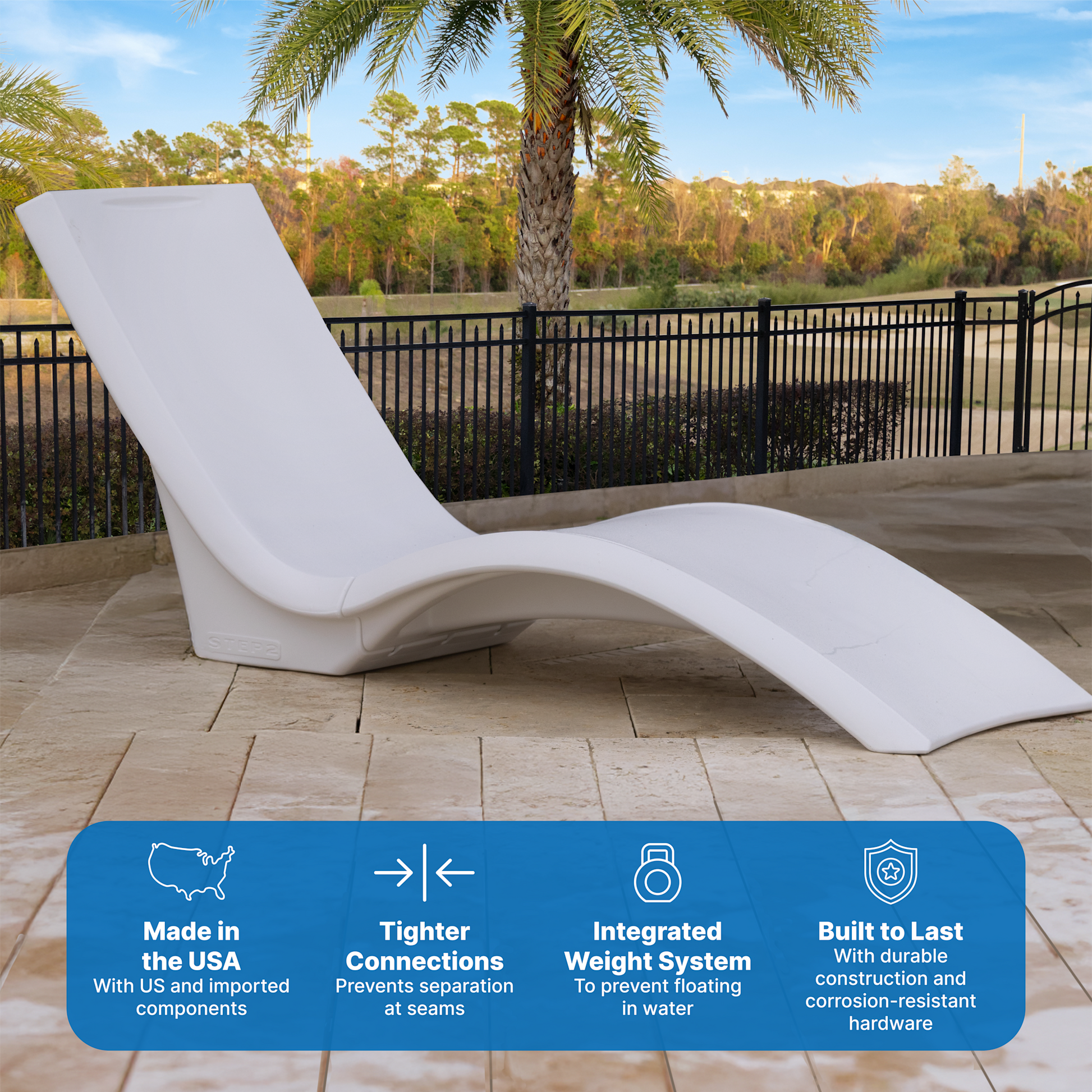 Vero Pool Lounger™ informational graphic