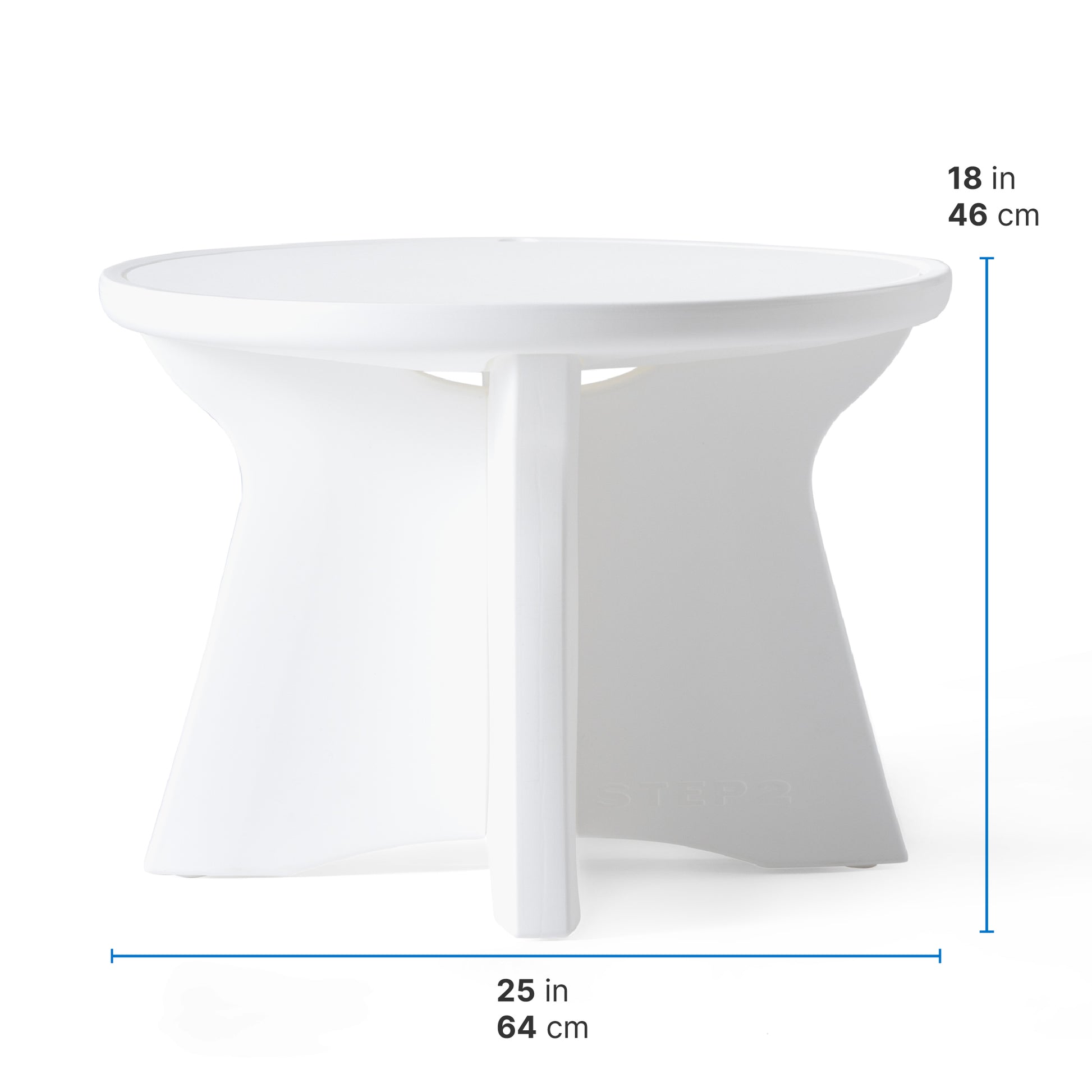 Vero In Pool Accent Table™ dimensions — 18 in / 46 cm tall, 25 in / 64 cm wide