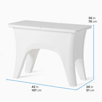 Vero In Pool Entertaining Table™ dimensions — 30 in / 76 cm tall, 42 in / 107 cm wide, 20 in / 51 cm deep