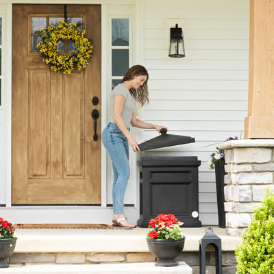 Express Package Delivery Box™ - Black on front porch