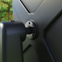 Close-up of EverTough Composter L-shaped crank and axle mechanism