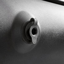 Close-up of EverTough Composter pivot and axle hub — cylindrical black plastic connector