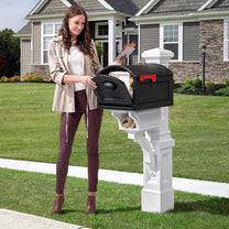 Atherton Mail Post - Classic White With Large Mail Box<br />