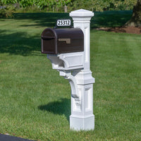 Atherton Mail Post - Classic White With Small Mail Box<br />