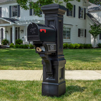 Atherton Grand Mail Post™ - Onyx Black  With Smaller Mailbox