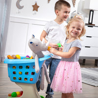 Little Helper's Shopping Cart - Blue with kids playing