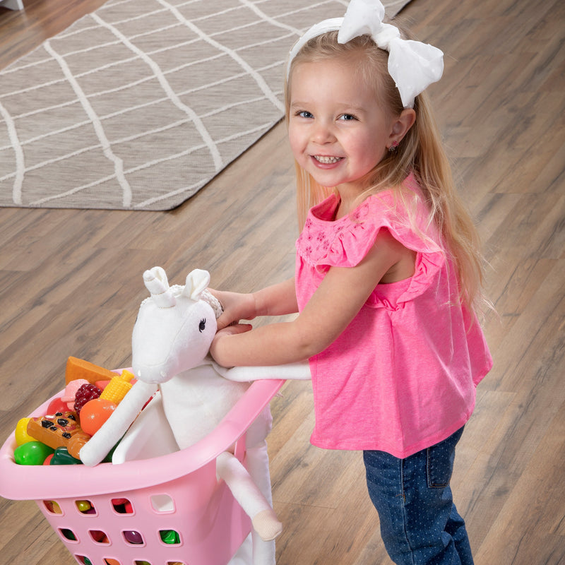 Little Helper's Shopping Cart - Pink with stuffed animal in cart seat