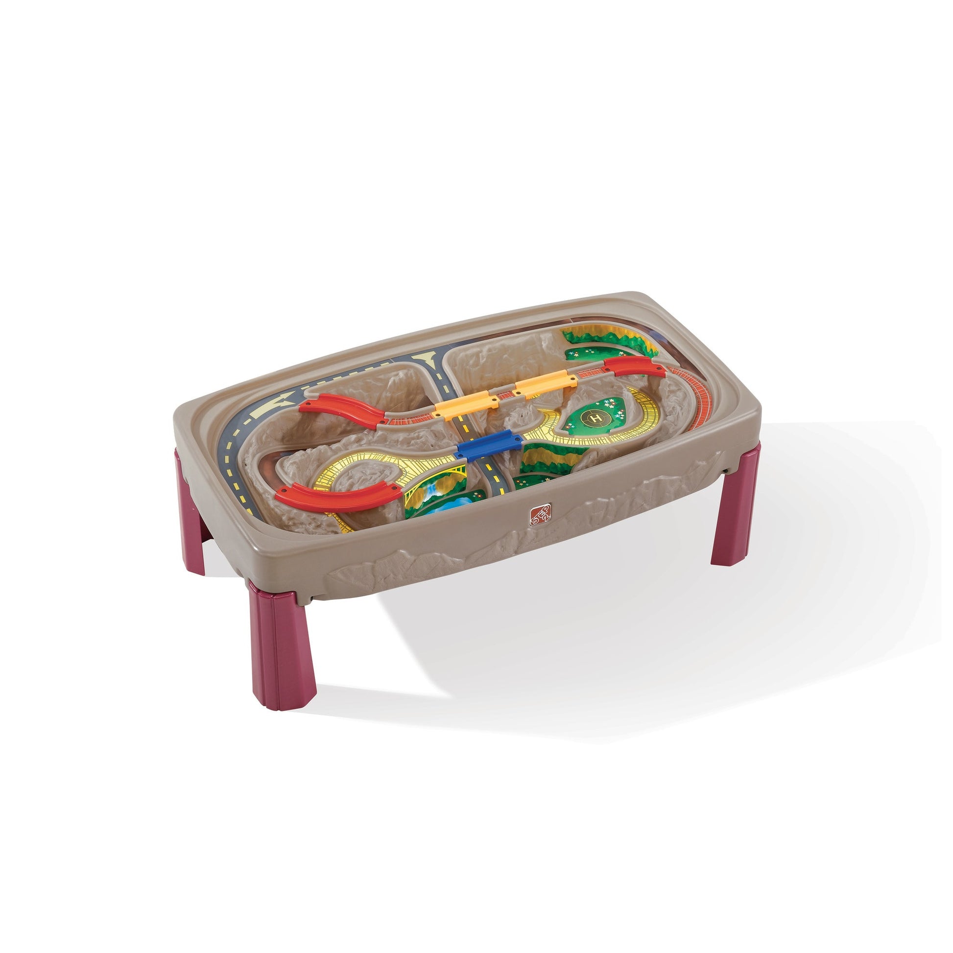 Deluxe Canyon Road Train Track Table molded track and removable bridges
